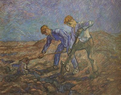 Vincent Van Gogh Two Peasants Digging (nn04) China oil painting art